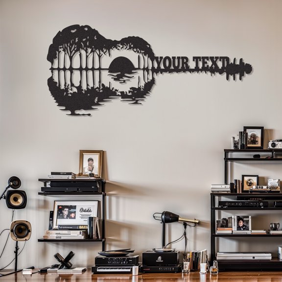 Personalized Guitar Metal Sign, Custom Musical Theme Last Name Sign, Modern Music Room Decor, Metal Signs Customized, Guitar Wall Art for Studio Bedroom Home Decor, Musician Gifts Color02(10inches)