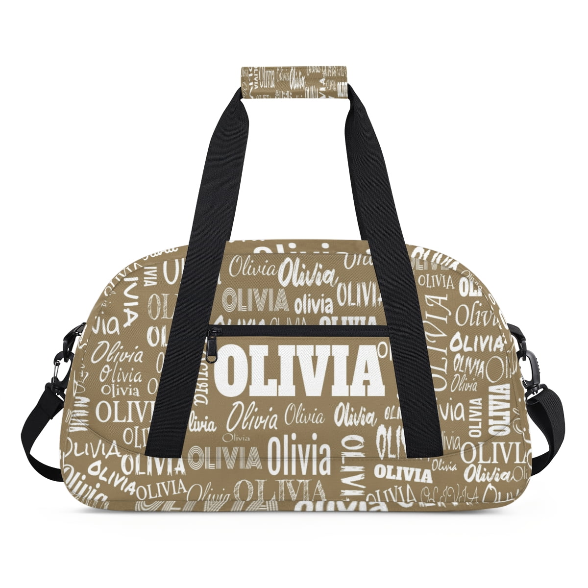 Personalized Gym Bag for Girls Custom Dance Bag Overnight Swimming Sports Bag Light Khaki
