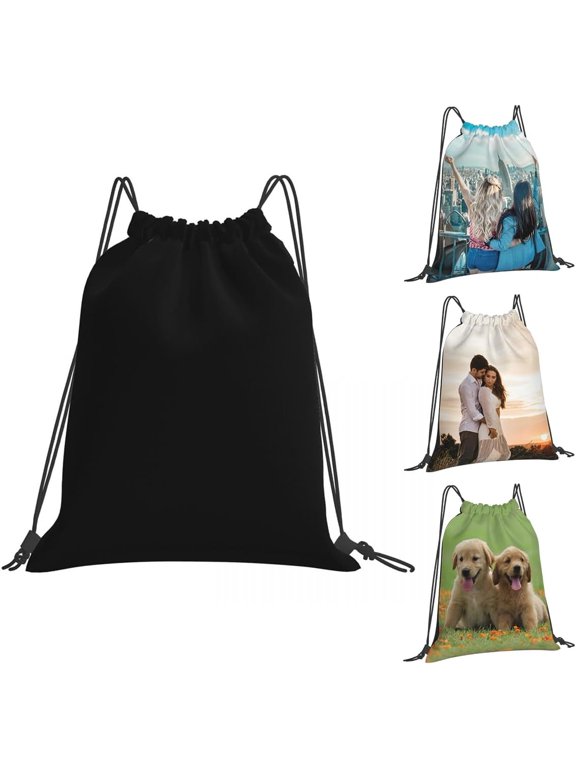 Personalized Gym Bag with Drawstring, Add Your Picture/Logo/Text, Custom Drawstring Backpack for Camping, Beach, Shopping, Yoga
