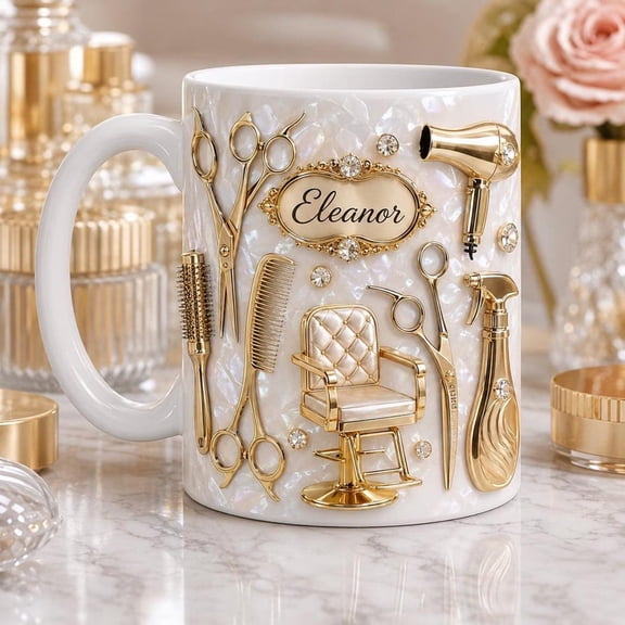 Personalized Hair Stylist Mug, Custom Salon Coffee Cup, Hairstylist Gift For Women, Beauty Professional Mug With Name, Hairdresser Gift
