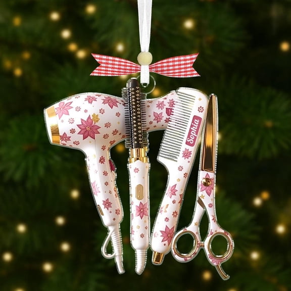 Personalized Hairstylist 2D Flat Christmas Ornament – Custom Hairdresser Gift, Salon Ornament, Barber Xmas Tree Decor, Beauty Industry Keepsake