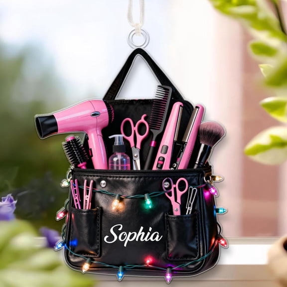 Personalized Hairstylist Christmas Ornament 2025, Custom Cosmetology Bag Hairdresser Gift, Salon Decor, Christmas Gift for Stylist, Barber