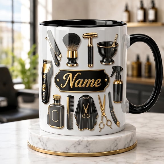 Personalized Hairstylist Mug, Faux 3D Effect Salon Barber Tools Coffee Cup