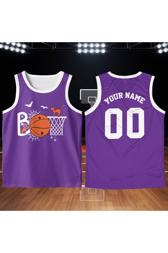 Personalized Halloween Basketball Jersey, Boo Basketball Jersey Tank Top, Spooky Jersey Halloween Gift