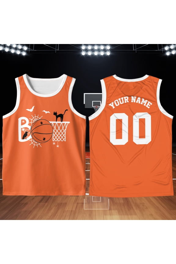 Personalized Halloween Basketball Jersey, Boo Basketball Jersey Tank Top, Spooky Jersey Halloween Gift