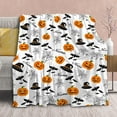 thumbnail image 1 of Personalized Halloween Blanket Custom Name with Pumpkin Fleece Throws Blanket Gift for Girls Boys Kids Soft Flannel Blankets for All Season Bed Sofa-30"x40", 1 of 6