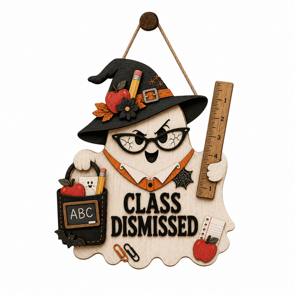 Personalized Halloween Door Sign Possessed Teacher Wooden Front Door Hanging for Teachers