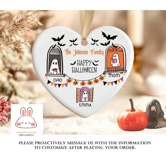 Personalized Halloween Family Ghost Ornament Custom Name Keepsake - 2025