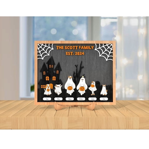 Personalized Halloween Ghost Family Sign, Custom Ghost Family Decor, Halloween Wall Sign, Spooky Home Decoration