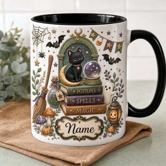 Personalized Halloween Mug Custom Name Haunted House Ceramic Coffee Cup for Gift Giving