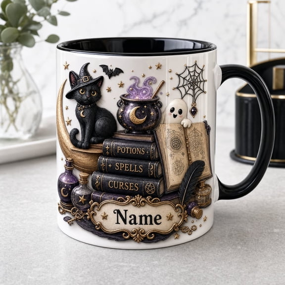 Personalized Halloween Mug Custom Name Haunted House Ceramic Coffee Cup for Halloween Gift