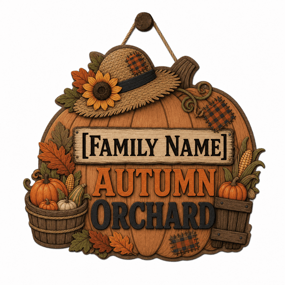 Personalized Halloween Wooden Sign Pumpkin Orchard Door Hanging for Fall Family Porch