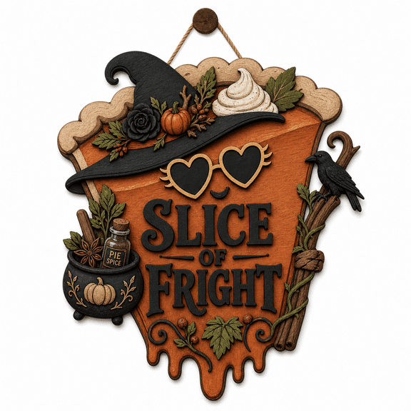 Personalized Halloween Wooden Sign Pumpkin Pie Slice Wood Door Hanging for Fall Hosts