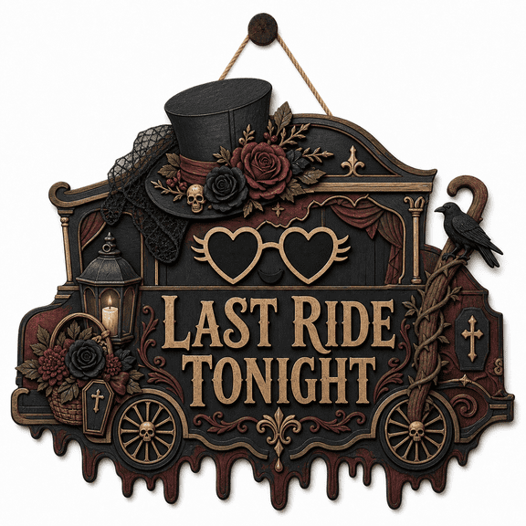 Personalized Halloween Wooden Sign Vintage Hearse Wood Hanging Door Decor for Halloween Lovers
