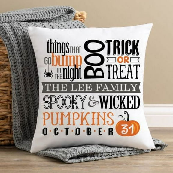 Personalized Halloween Words Throw Pillow