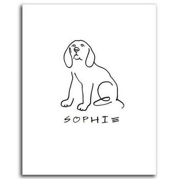 Personalized Hand-Crafted Beagle Line Drawn Style Block Mount