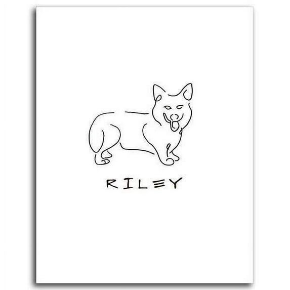 Personalized Hand-Crafted Corgi Line Drawn Style Block Mount