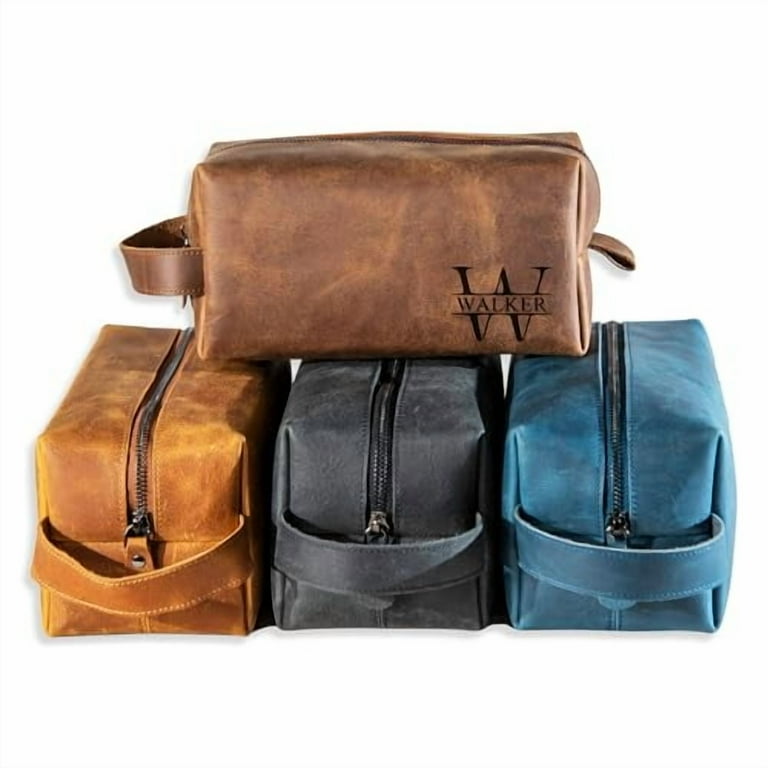 Personalized Hand Crafted Leather Toiletry Bag for Men, Shaving