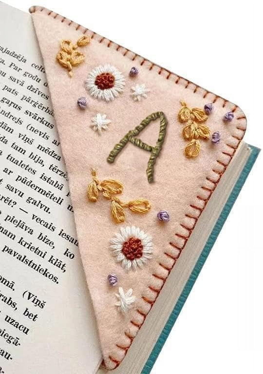 Personalized Hand Embroidered Corner Bookmark,Felt Triangle Page ...
