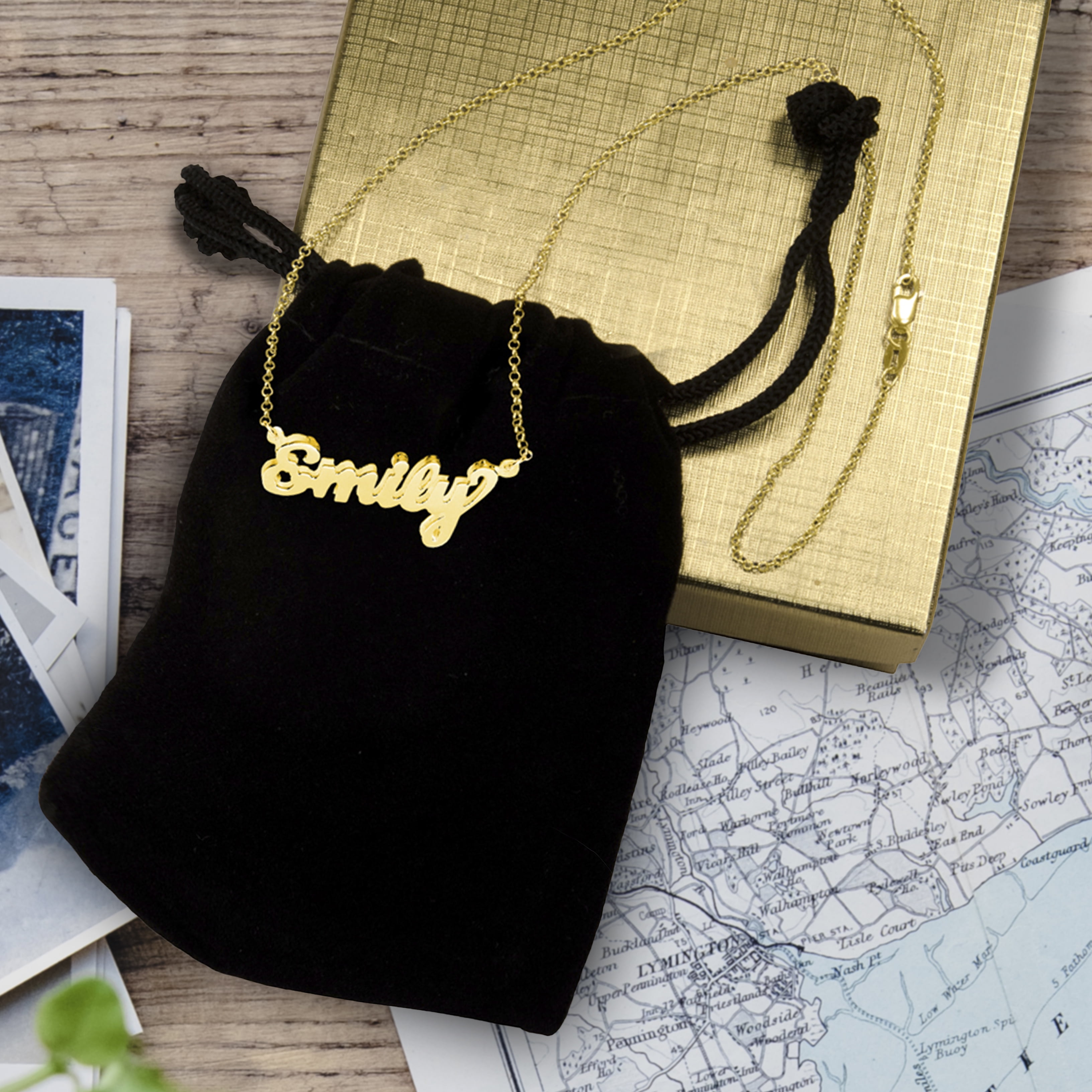 Personalized Handcrafted Double 3D Name Pendant Necklace in Sterling Silver or over 14Kt Gold Plated Sterling Silver