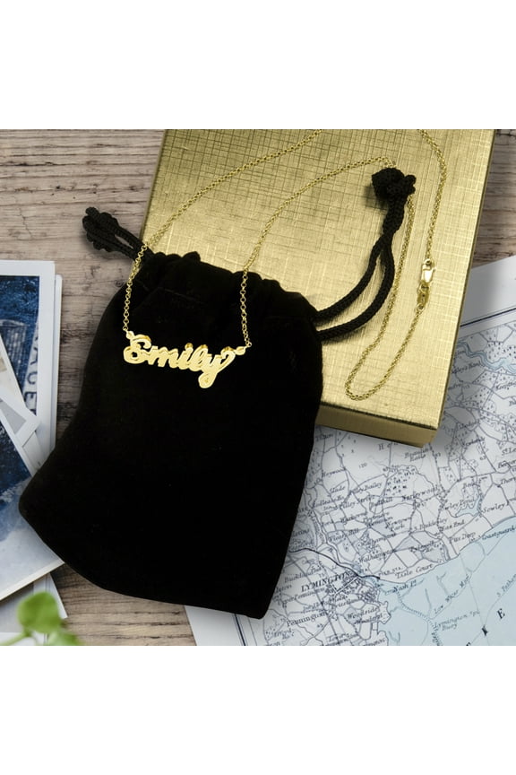 Personalized Handcrafted Double 3D Name Pendant Necklace in Sterling Silver or over 14Kt Gold Plated Sterling Silver