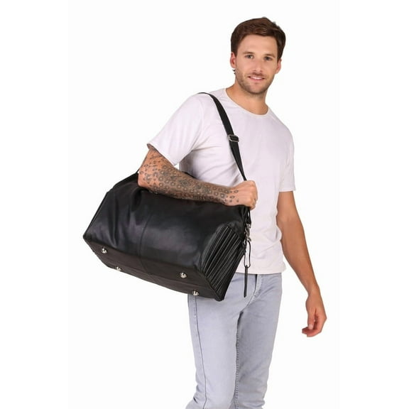 Personalized Handcrafted Top Grain Leather Weekender Bag with Adjustable Shoulder Strap and Interior Pocket Retro Style Duffel Bag