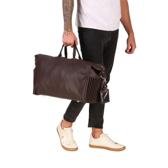Personalized Handcrafted Top Grain Leather Weekender Bag with Adjustable Shoulder Strap and Interior Pocket Retro Style Duffel Bag