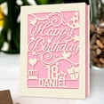 thumbnail image 1 of Personalized Handmade Birthday Card, Happy Birthday Papercut Greeting Card, Customized Any Name Any Age, Gift for Kids, Women, Men, 1 of 6