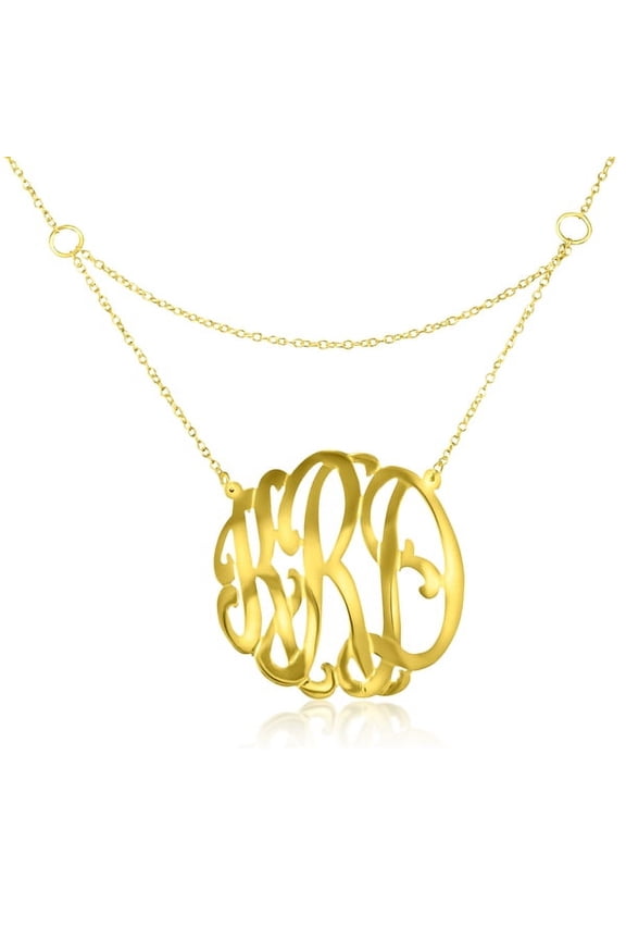 Personalized Handmade Gated Monogram Necklace in Sterling Silver or 14kt Gold Plated Sterling Silver