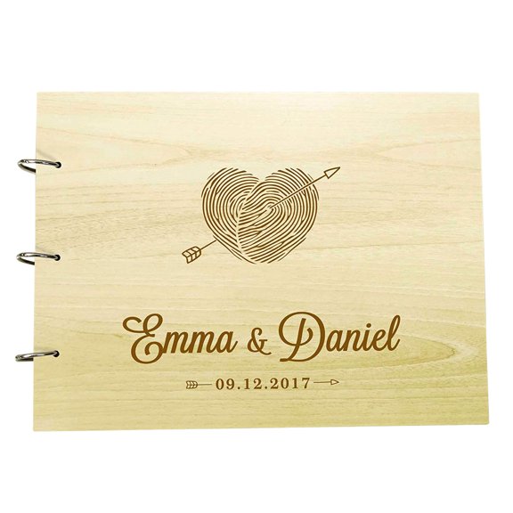 Personalized Handmade Rustic Wedding Wooden Guest Book Custom Name Engraved Advice Book