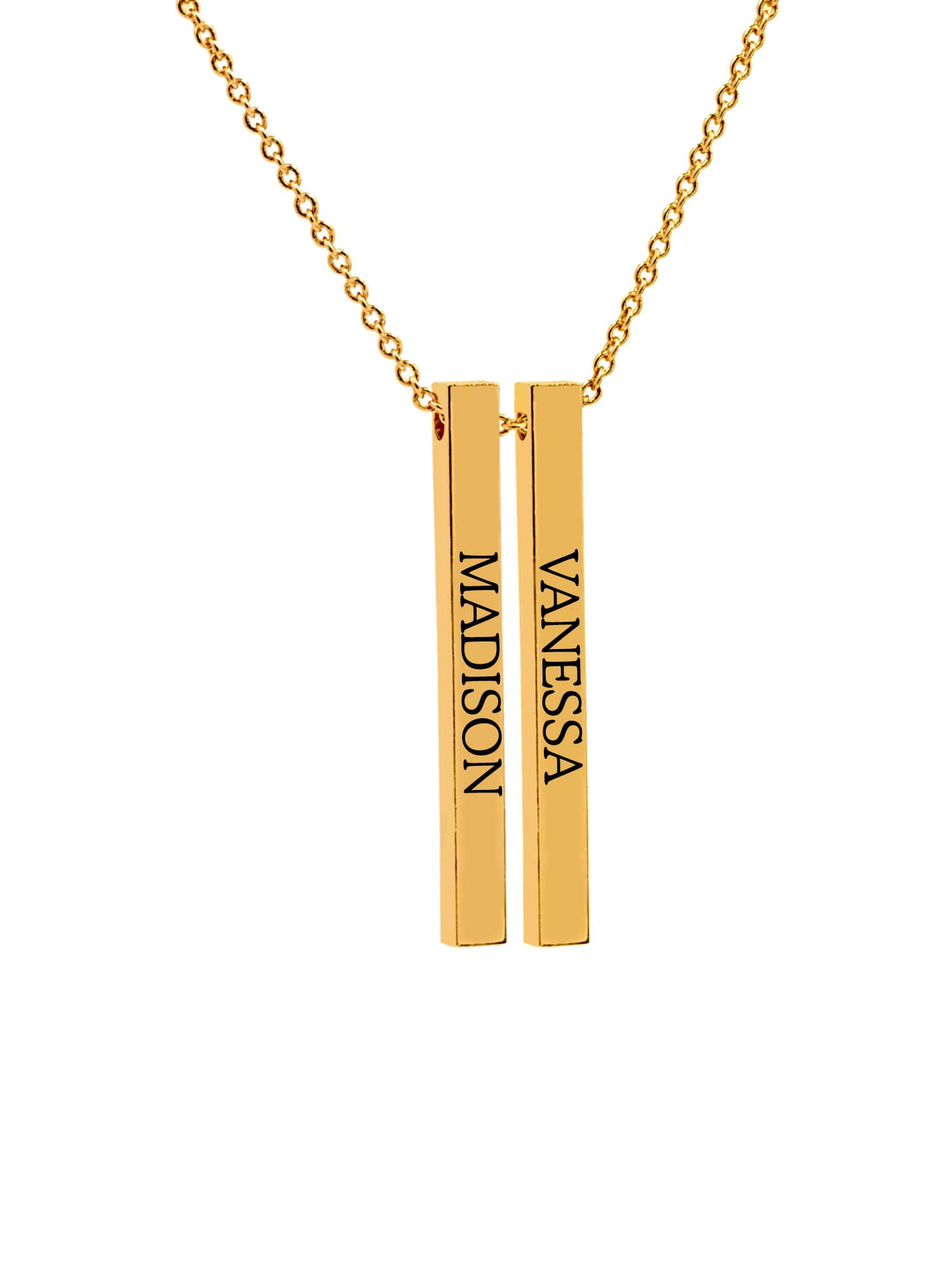 Personalized Hanging Name Bar Necklace with Up To Two Names.