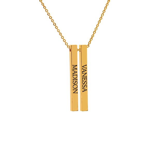 Personalized Hanging Name Bar Necklace with Up To Two Names.