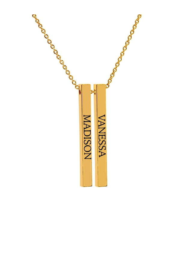 Personalized Hanging Name Bar Necklace with Up To Two Names.