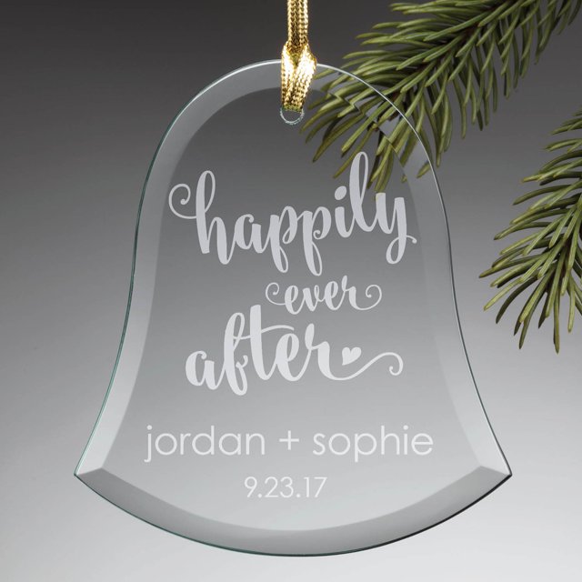 Personalized Happily Ever After Glass Bell Ornament