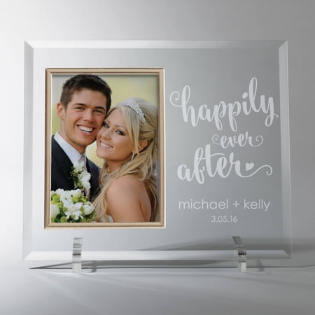 Personalized Happily Ever After Glass Photo Frame