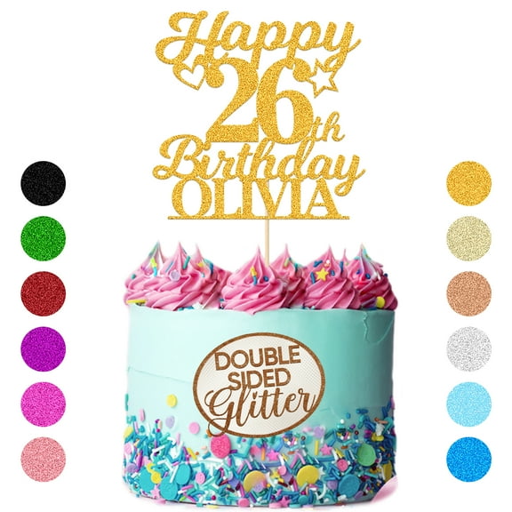 Personalized Happy Birthday Cake Topper Custom Glitter Cake Topper with Any Name & Age Party Cake Decoration for 1st 18th 21st 30th 40th