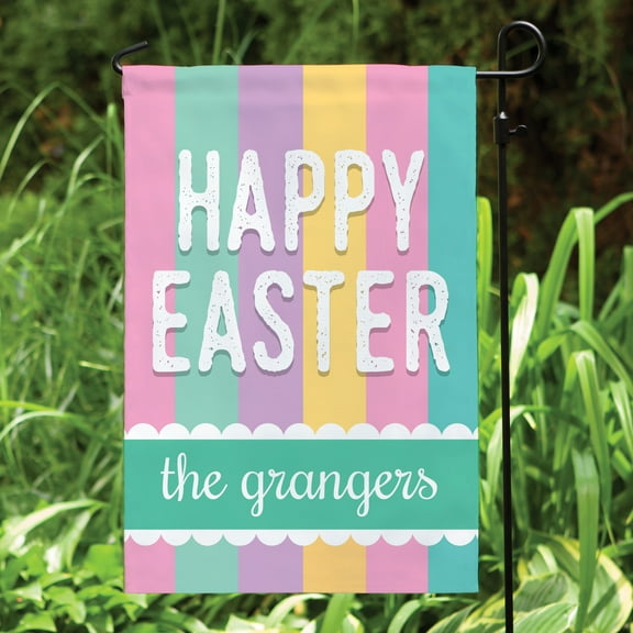 Personalized Happy Easter Garden Flag with Custom Family Name Printing