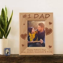 Personalized Happy Fathers’ Day Wooden Picture Frame 3 1/2" x 5" Brown (Vertical)