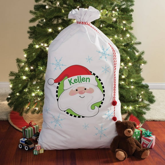 Personalized Happy Santa Santa Sack, 2 Sizes To Choose From
