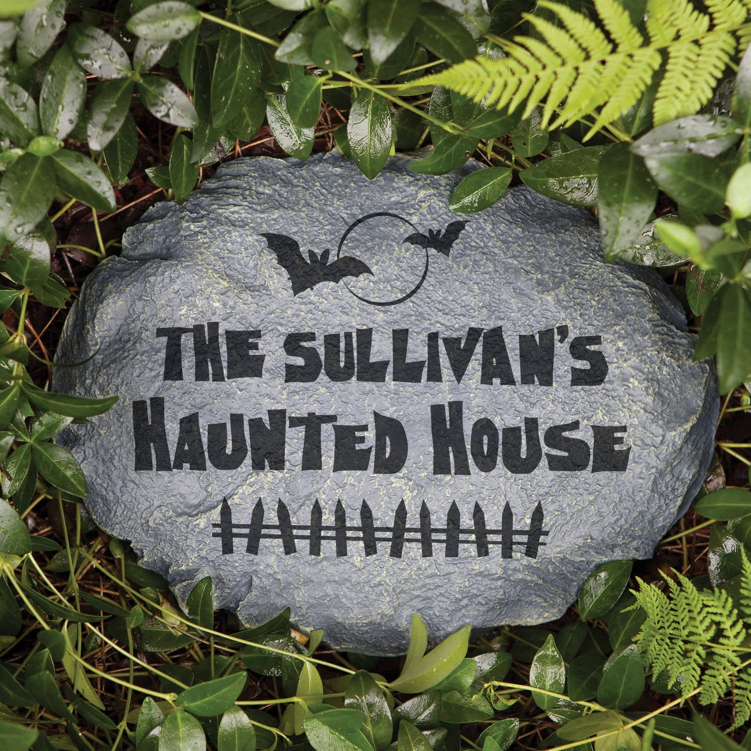 Personalized Haunted House Halloween Garden Stone