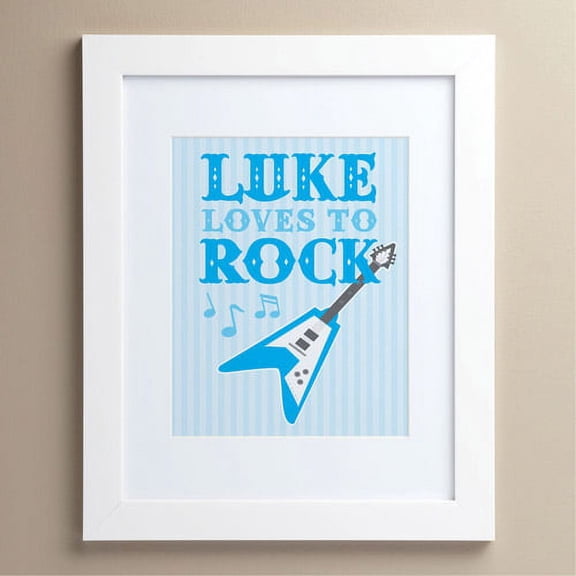 Personalized He Loves To Rock 11" x 14" Framed Print