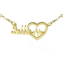 ♥ Personalized Heart Beat Name Necklace in 14K Gold Plated Sterling Silver
