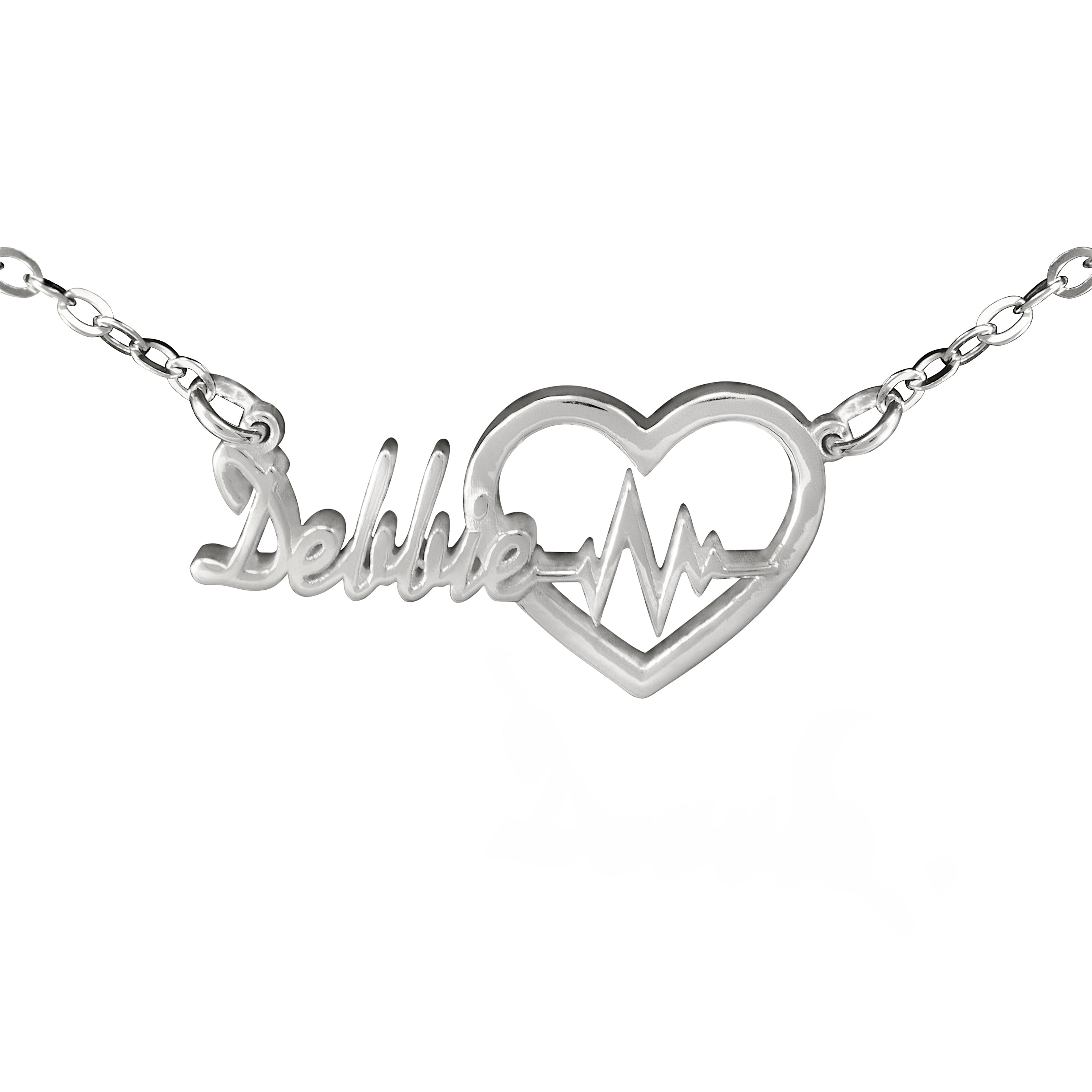 ♥ Personalized Heart Beat Name Necklace in Sterling Silver