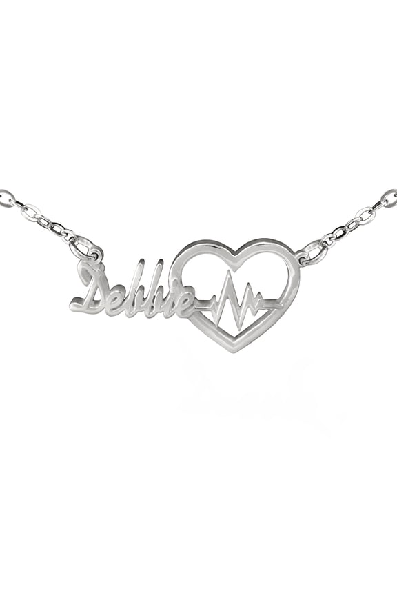 ♥ Personalized Heart Beat Name Necklace in Sterling Silver