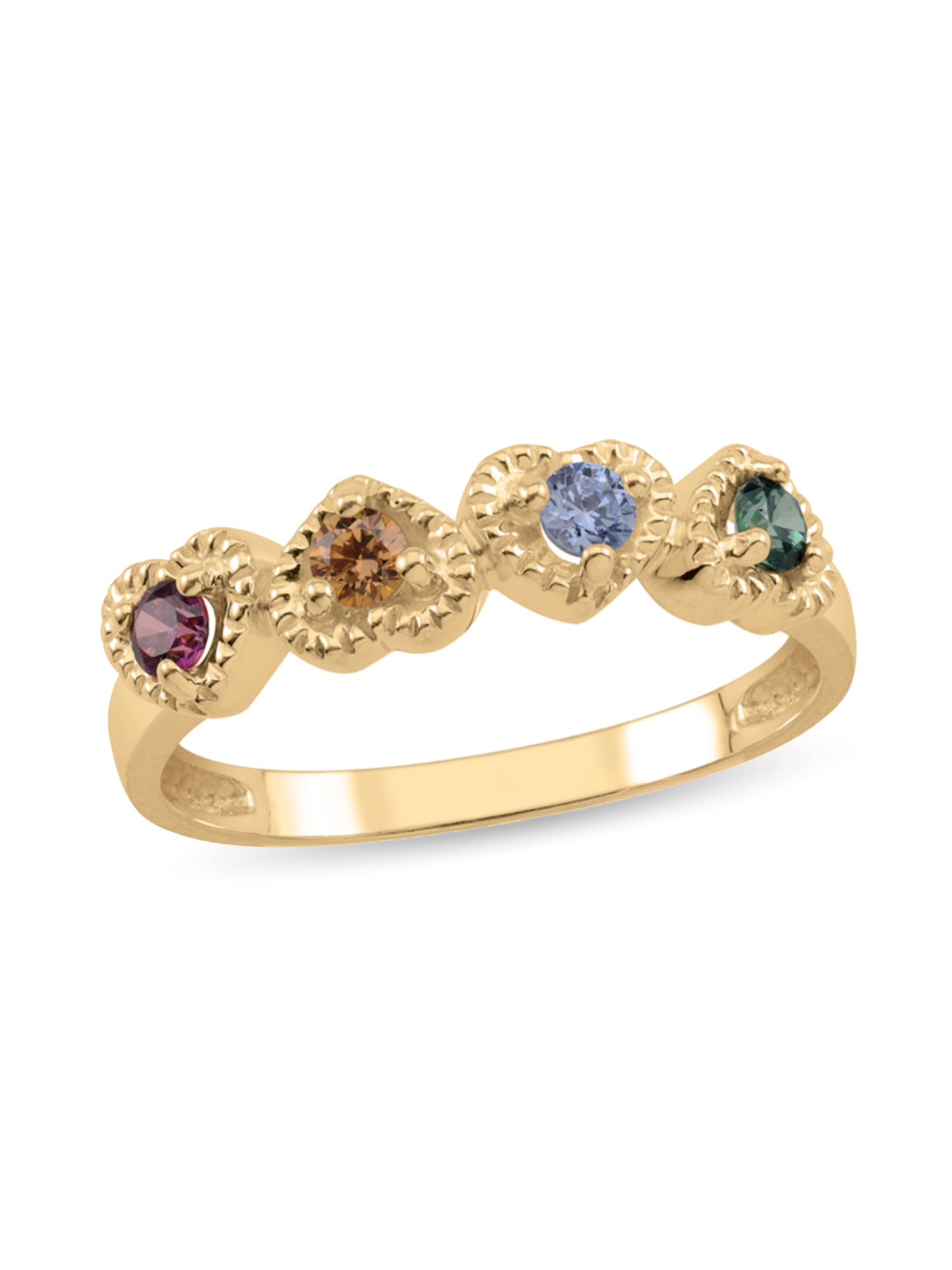 Personalized Heart Design Birthstone Family Ring in 10K Gold by Jewlster