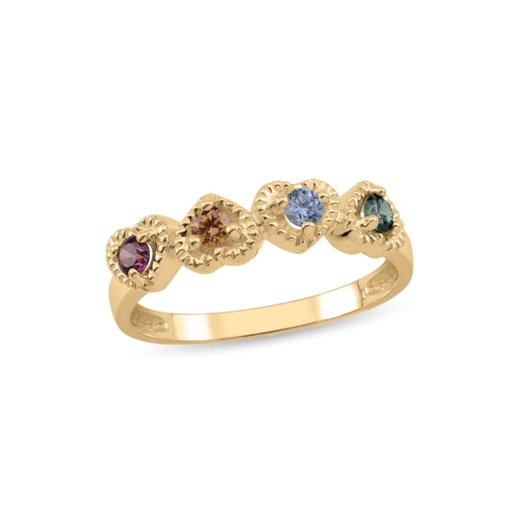 Personalized Heart Design Birthstone Family Ring in 10K Gold by Jewlster
