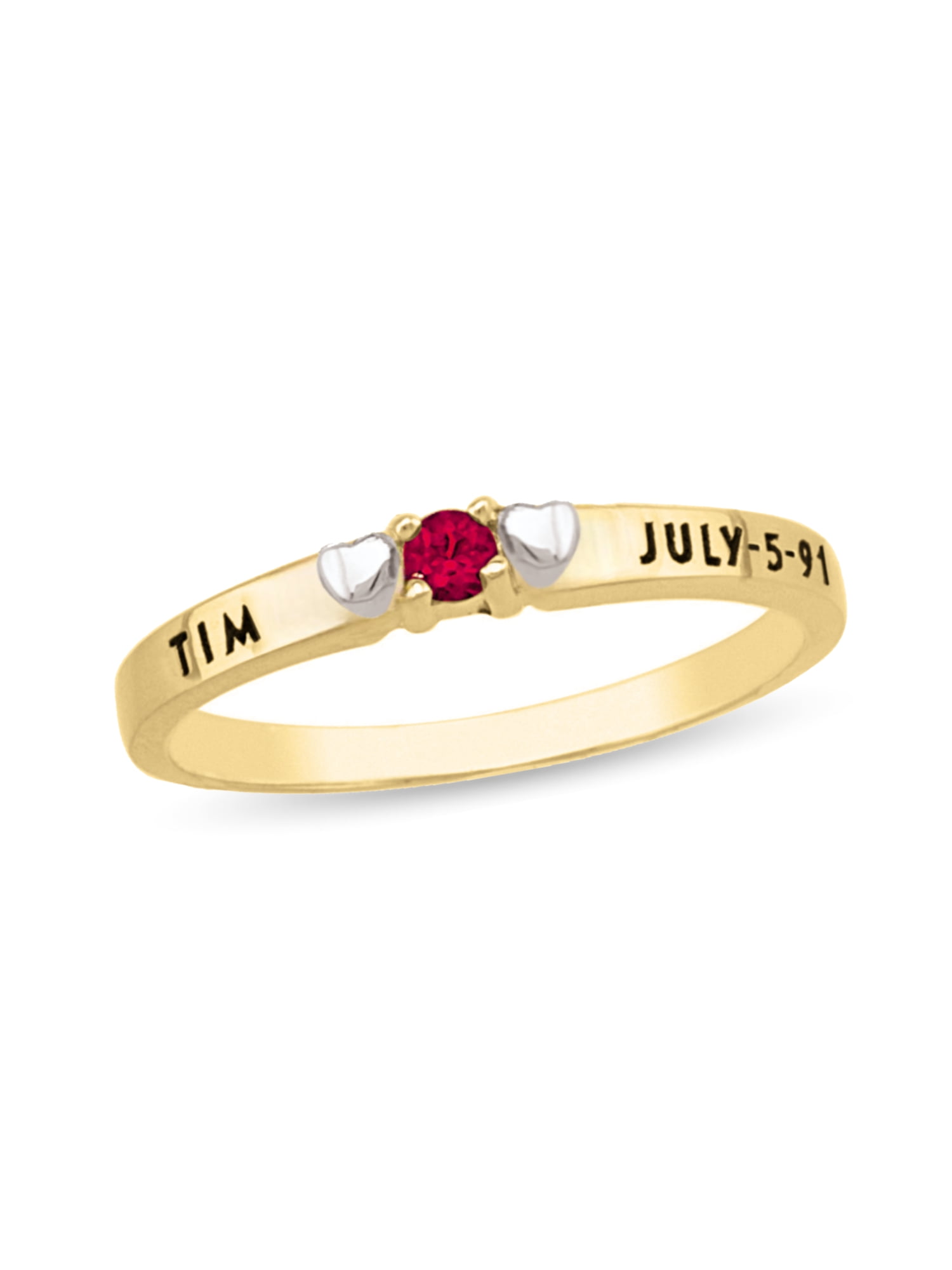 Personalized Heart Design Engravable Birthstone Ring in 14K Gold by Jewlster