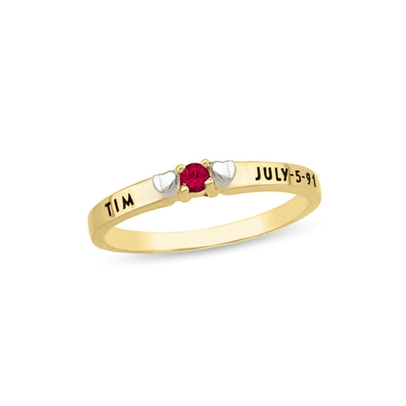 Personalized Heart Design Engravable Birthstone Ring in 10K Gold by Jewlster