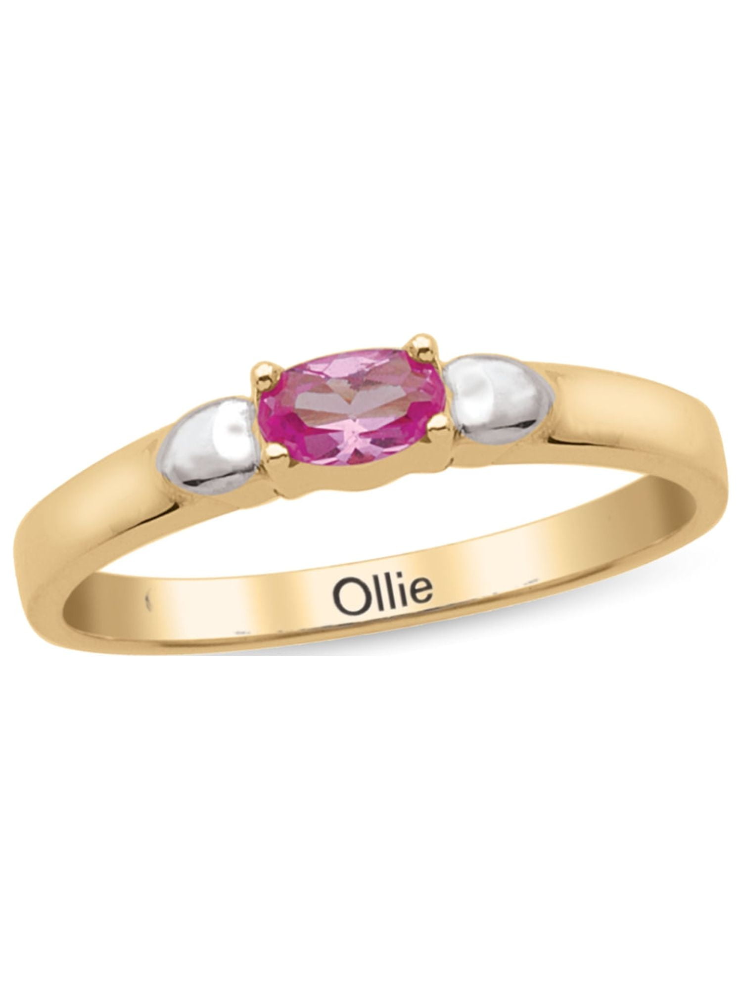 Personalized Heart Design Engravable Birthstone Ring in 14K Gold by Jewlster