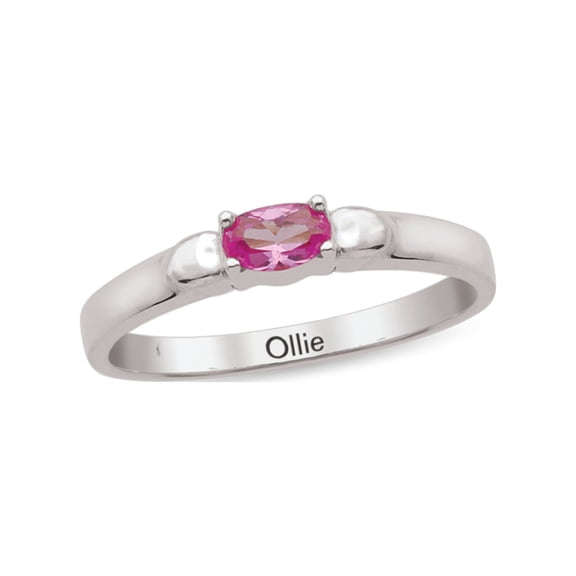 Personalized Heart Design Engravable Birthstone Ring in Sterling Silver by Jewlster